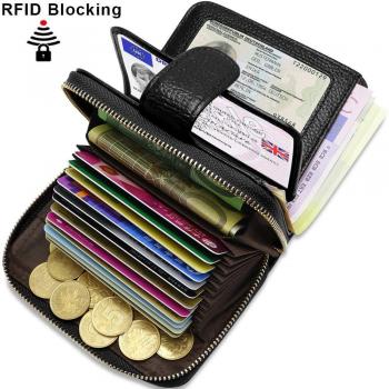 Cartera Mujer Pequeña con Cremallera 12 Ranuras para Tarjetas y 2 Ranuras de Moneda