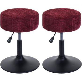 Tabourets Hhg 883 en Chenille Réglables Bordeaux
