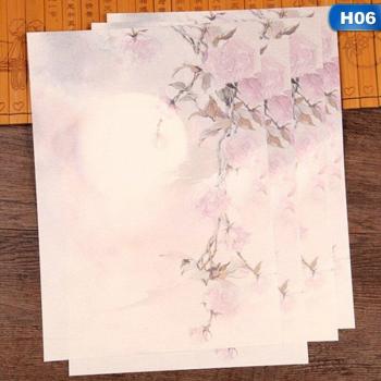 8 Chinese Style Envelopes with Vintage Floral Writing Paper Set