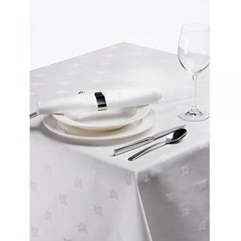 Serviettes de table coton égyptien Damasserie feuilles de lierre Blanc