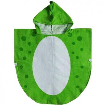 Poncho de baño infantil con capucha, diseño de dinosaurio, verde y blanco, 55x110cm
