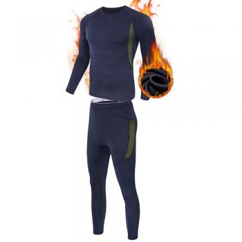 MEETYOO Men's Thermal Underwear Set, Wicking Long Johns Quick Dry Base Layer Sport Compression Suit for Workout Skiing Running Hiking, Blue, XL