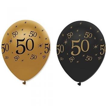 Creative Party Jubiläumsballon 50 Jahre, Schwarz/Gold Perlglanz‑Versiegelung
