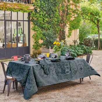Nappe carrée antitache déperlant coton noir 180x180 cm