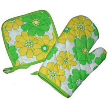 Juego de guantes y almohadillas para horno, 2 unidades, resistentes al calor, de algodón, para microondas QP2