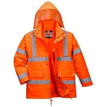 Oxford Weave 300D Class 3 High Visibility 4-in-1 Traffic Jacket Orange 5XL
