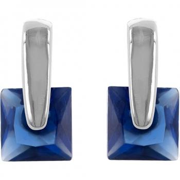 Elegant Blue Crystal Silver Earrings
