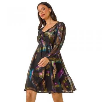 Midnight Metallic Tie Dress