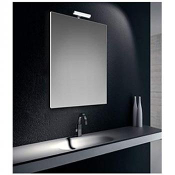 Specchiera 80x60 cm con Telaio Filo Lucido e Lampada LED Cromata