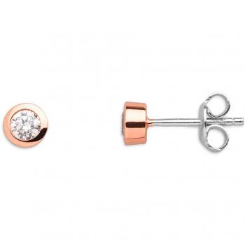Ohrstecker Xenox 5 mm Silber-Rosé-Zirkonia Circle