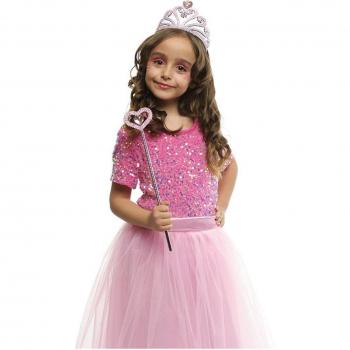 Set Tiara y Varita Princesa Corazón Rosa