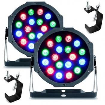 DJ Lightset 2×PAR LED 18 W RGB – Modèle PARTY‑PAR181 avec Crochets