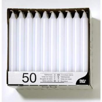 PAPSTAR Tafelkerzen, 21 mm, weiß, 50er Pack
