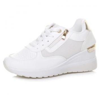 AJVANI Gold Zippered Mid‑Heel Sneakers