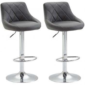 2 Tabourets de bar pivotants gris avec repose-pieds