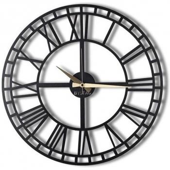 Reloj de pared metal decorativo con estilo números romanos 50x50, negro