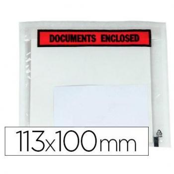 Envelope autoadesivo 113x100 mm porta documentos pack de 100 unidades