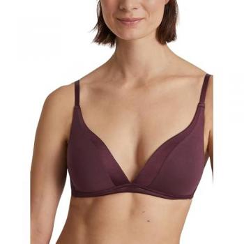 CALIDA Cate Eleganter Soft-BH ohne Bügel für Damen, 80C, Rot mit Satinblende