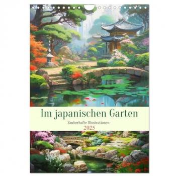 Im japanischen Garten. Zauberhafte Illustrationen (Wandkalender 2025 DIN A4 hoch) CALVENDO Monatskalender
