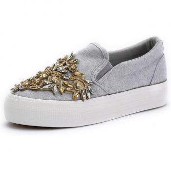 Chaussures Décontractées pour Femmes en Toile avec Strass