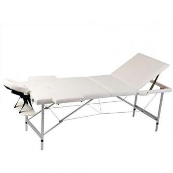 Table de massage pliable crème 3 zones en aluminium