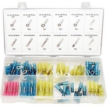 Alkan – Juego de soldadura con conectores y tubo termorretráctil – 75 piezas