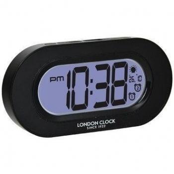 Mesa Luminosa Doble con Reloj Alarmante en Negro