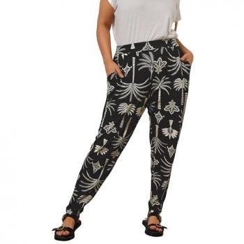 Yours Curve pantalon sarouel plissé double, noir, 48