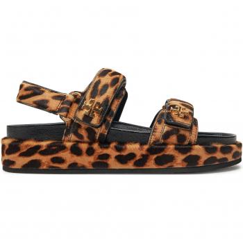 Sporty Leopard Print Flat Sandals by Tory Burch – Brown, Size 9