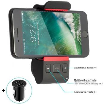 KFZ Freisprecheinrichtung Bluetooth + Universal-Handyhalterung (iPhone, Galaxy)