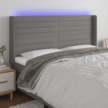 Vidaxl cabecero con led de tela gris oscuro 203x16x118/128 cm