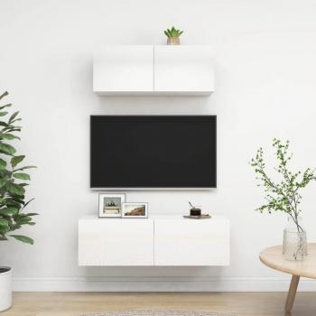 VidaXL 2-dijelni set TV ormarića visoki sjaj bijeli konstruirano drvo