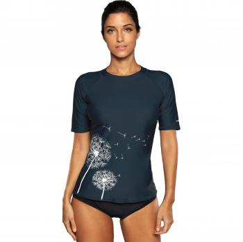 Sociala Damen Kurzärmliges Rashguard-Badeshirt, Sonnenschutz, Navy M