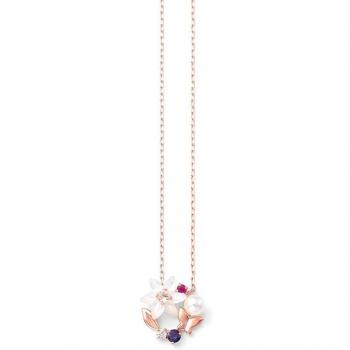 Pink Gold Lily Birthstone Necklace (July)