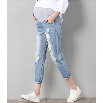 Blue Cotton Nursing Jeans for Expecting Mothers