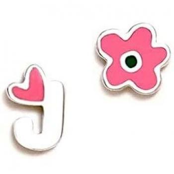 Pendientes Agatha Ruiz de la Prada J corazón rosa colección ABECEDARIO