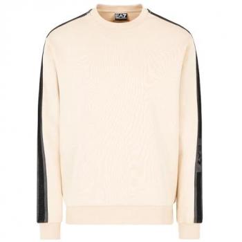 Felpa EA7 Emporio Armani Beige con Bande Logate per Uomo