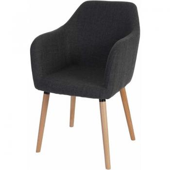 Tavola e Sedie Malmoe T381: Legno Massiccio, Tessuto Grigio