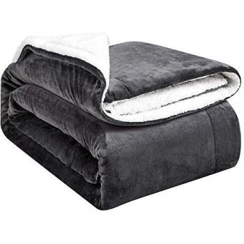 Coperta Extra Morbida Hansleep Grigio Scuro e Bianco