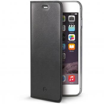 Celly Custodia Adesiva da Agendina Ultra Sottile per iPhone 6/6S Plus, Ecopelle, Nero