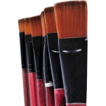 6 Pcs Artist Paint Brushes with Brown Nylon Bristles 66CY