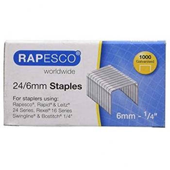 Rapesco 24/6 mm Galvanised Staples, Box of 1,000