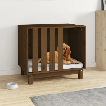 Niche pour chien en bois de pin 70x50x62 cm brun miel