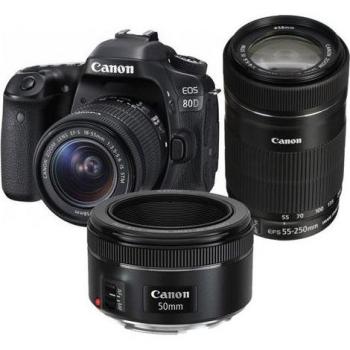 EOS 80D Canon – Set di Lenti EF‑S 18‑55 mm STM / 55‑250 mm STM e 50 mm STM