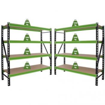 TRUTZHOLM Steckregal 2x Schwerlastregal Milo 200x190x60 cm erweiterbar mit 4 Ebenen, Traglast 4 Tonnen