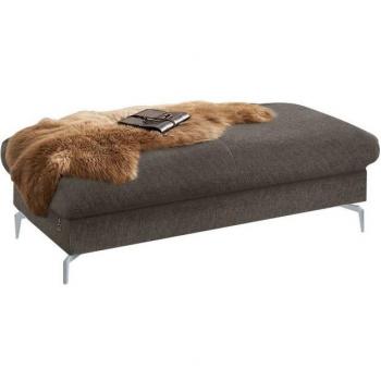 Polsterhocker W.SCHILLIG „piedroo“ – Weiche Chenille-Braunfläche, silberne Mattefüße