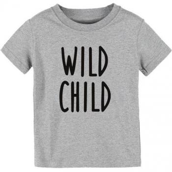 Camiseta de algodón para niños con letras de Niños Salvajes