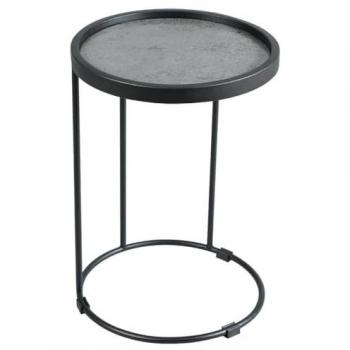 Table d'Appoint KERIA Ronde Ø36cm Aspect Céramique Grise