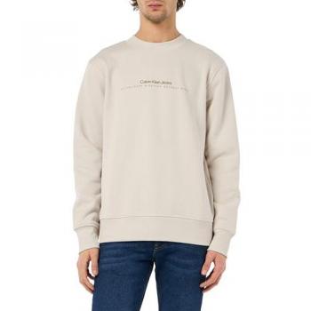 Calvin Klein Jeans Herren Sweatshirt „Crew‑Neck Minimal Logo“ – Gelb (Moonbeam), 55 % Baumwolle / 45 % Polyester, Größe M
