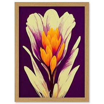 Creamy Vivid Crocus – Violet & Orange Abstract Print